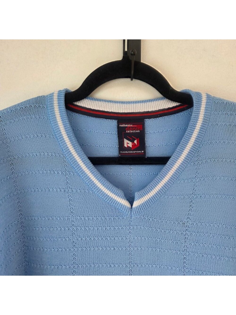 VTG Southpole Y2K Knit Short Sleeve Shirt Front Graphic Blue Men's XL - Picture 3 of 8